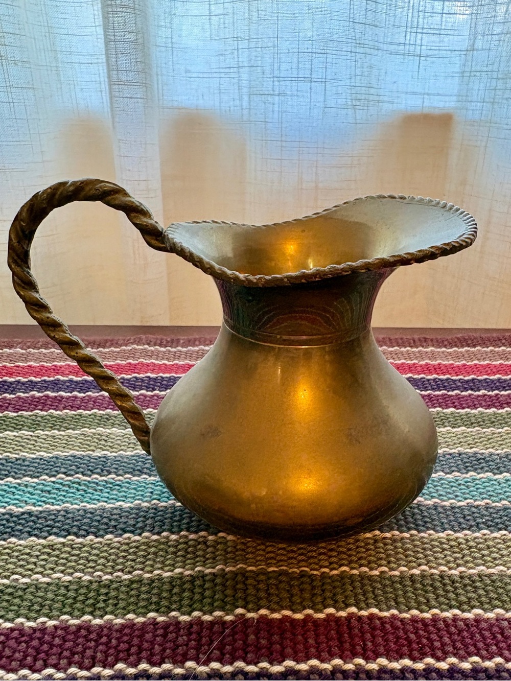 Brass Pitcher Jug with Twisted Handle